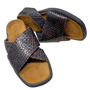 NAOT Woven Leather Criss Cross Strappy‎ Sandal Slides